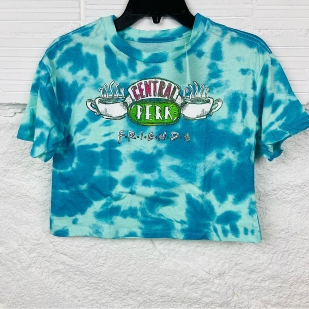 NWT FRIENDS TV SERES CENTRAL PERK blue tie dye half cropped shirt size medium